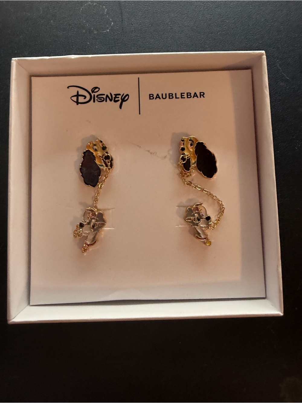 New Baublebar x Disney Lady & Tramp Chain Stud Spaghetti Day Earrings Love Set 2